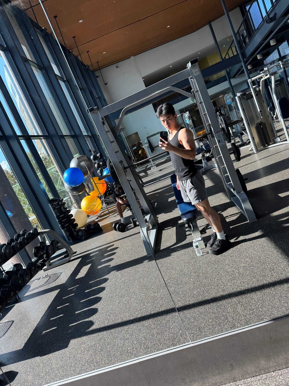 Joshua training in a sunlit gym